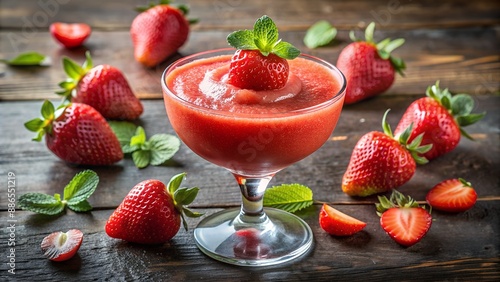 frozen daiquiri strawberry top with a sliced strawberry photo