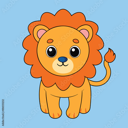 Cute Lion Vector Illustration - Cartoon, Clipart, and Line Art Design, Charming lion vector illustration, ideal for digital and print design projects photo