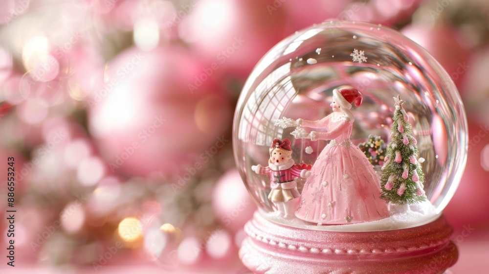 Festive Christmas Snow Globe With Sparkling Bokeh Background Festive Christmas Snow Globe With Sparkling Bokeh Background