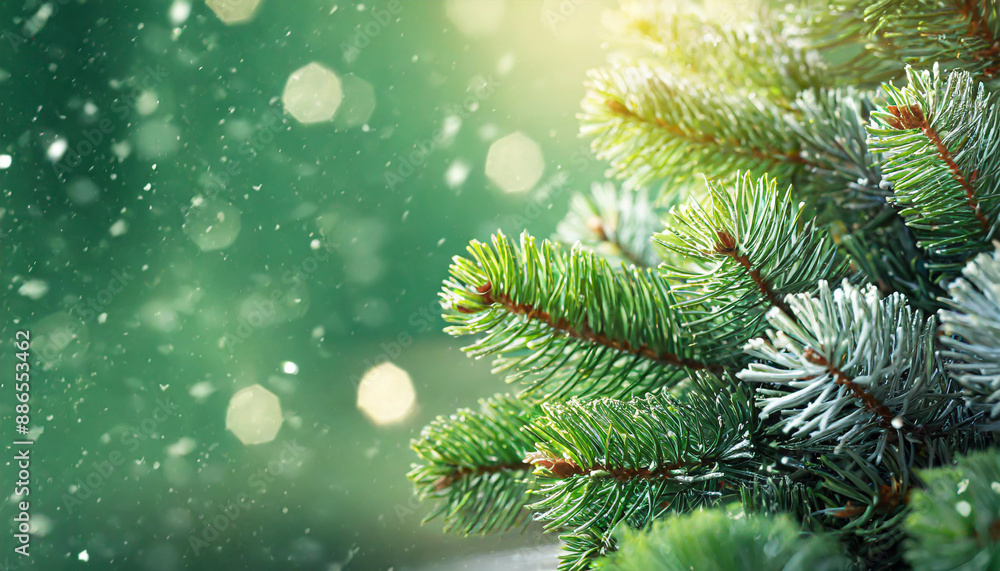 Beautiful green fir tree branches close up. Christmas and winter concept Beautiful green fir tree branches close up. Christmas and winter concept