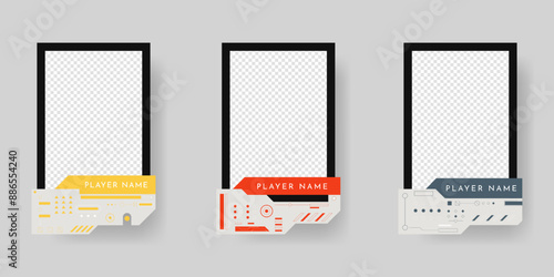 Collection of player frames template. Game card frame template design.