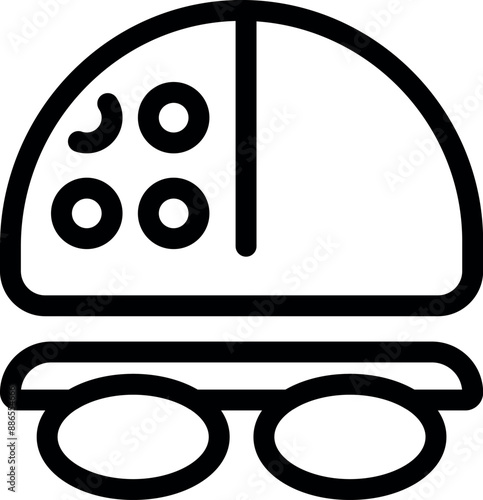 Simple black and white icon of a self driving bus, symbolizing the future of transportation