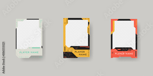 Collection of player frames template. Game card frame template design.