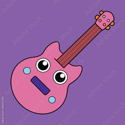 Guitar Vector Illustration - Cartoon, Clipart And Line Art Design, Guitar vector illustration in cartoon, clipart, and line art styles