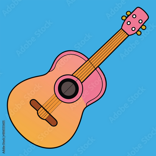 Guitar Vector Illustration - Cartoon, Clipart And Line Art Design, Guitar vector illustration in cartoon, clipart, and line art styles