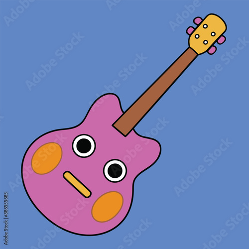 Guitar Vector Illustration - Cartoon, Clipart And Line Art Design, Guitar vector illustration in cartoon, clipart, and line art styles