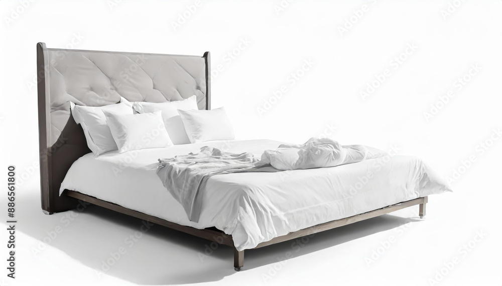 Blank white bed mock up, top view isolated, 3d rendering. Empty blanket and pillows mockup in bedstead. Doss with mattress and bedsheet in place for sleep template. Bedclothes with pilows and duvet Blank white bed mock up, top view isolated, 3d rendering. Empty blanket and pillows mockup in bedstead. Doss with mattress and bedsheet in place for sleep template. Bedclothes with pilows and duvet