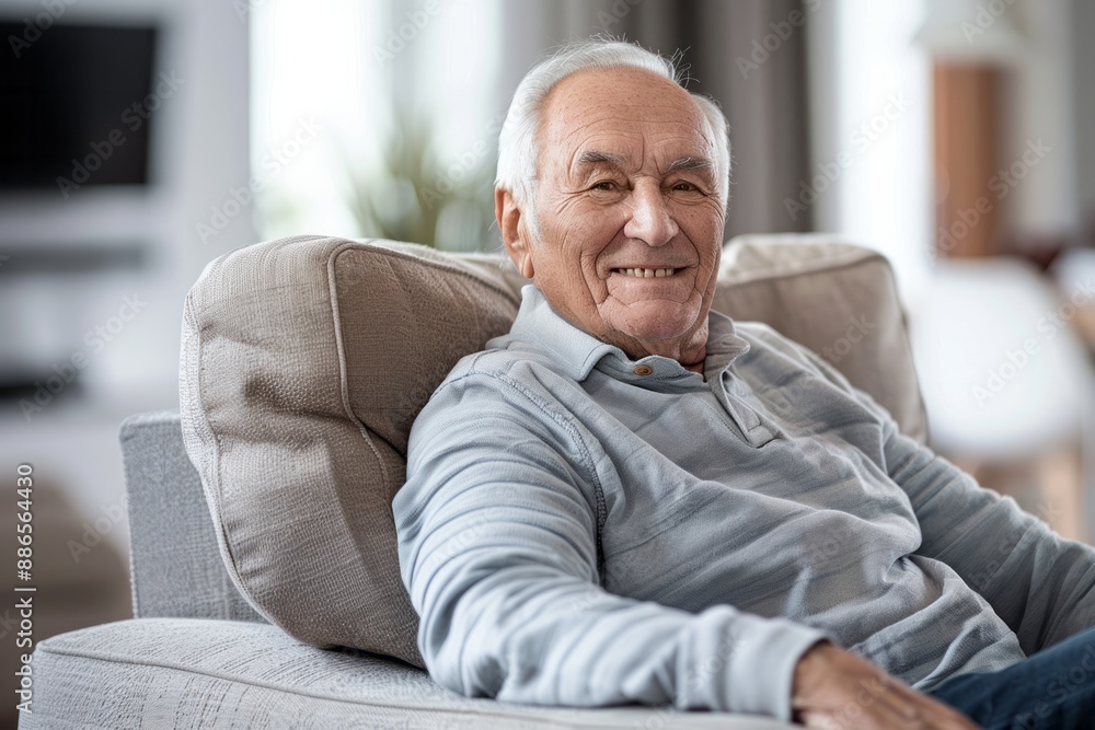 Senior man smiling at home Senior man smiling at home