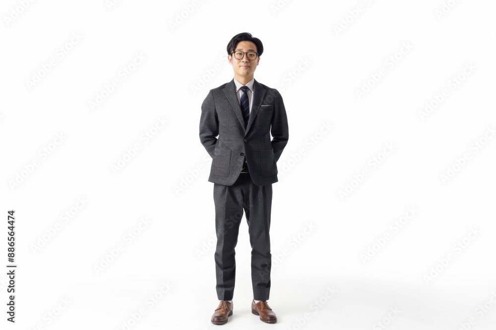 Asian businessman person in full height wearing a business suit isolated on white background Asian businessman person in full height wearing a business suit isolated on white background