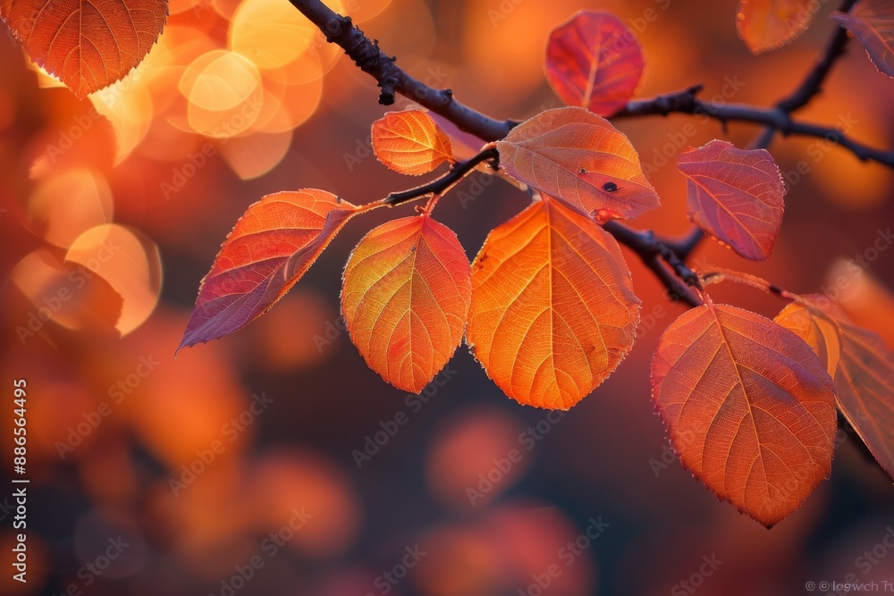 Autumn Leaves on Branch at Sunset Autumn Leaves on Branch at Sunset