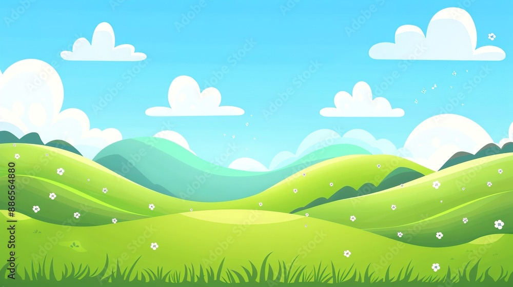 Cartoon Sky and Hills Side Pattern. Whimsical Landscape Design. Cartoon Sky and Hills Side Pattern. Whimsical Landscape Design.