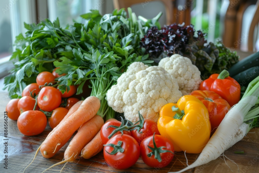 Fresh Vegetables on a Wooden Table Fresh Vegetables on a Wooden Table