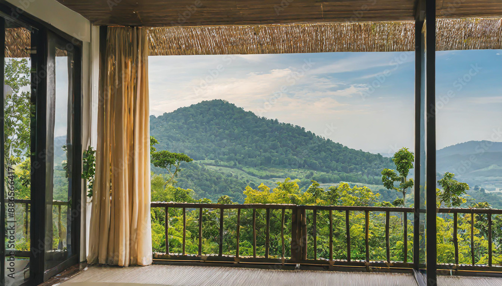 brown roman blind shade curtain tree forest mountain background living room brown roman blind shade curtain tree forest mountain background living room