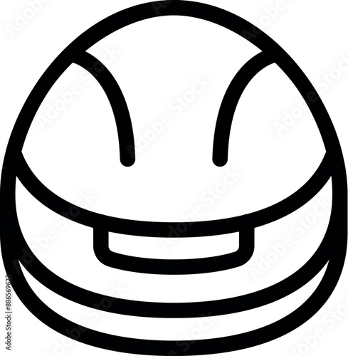 Simple line art icon of a motorcycle helmet, emphasizing the importance of safety gear