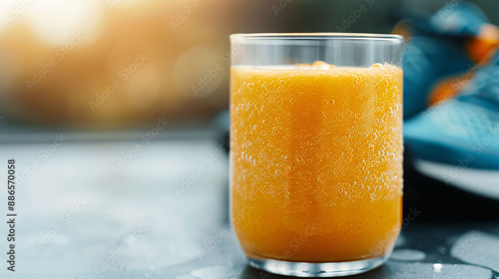Refreshing Orange Smoothie with Bubbles in a Clear Glass Refreshing Orange Smoothie with Bubbles in a Clear Glass