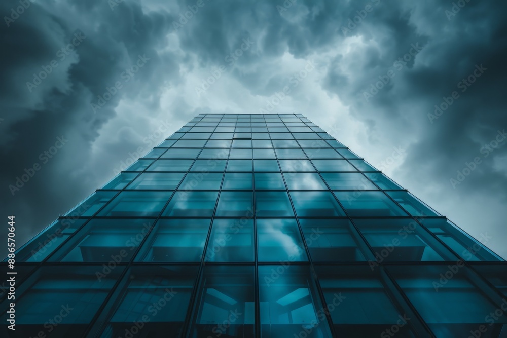 Modern Glass Building Under Stormy Sky Modern Glass Building Under Stormy Sky