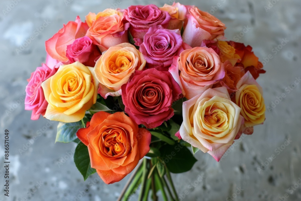 Naklejka premium Bouquet of Multicolored Roses