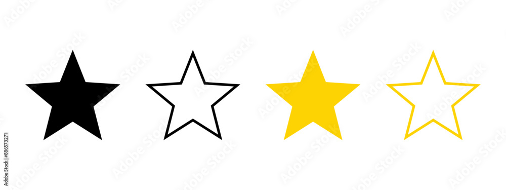 Star icons set. Stars collection. Golden and black stars isolated on white background. Vector illustration. Star icons set. Stars collection. Golden and black stars isolated on white background. Vector illustration.