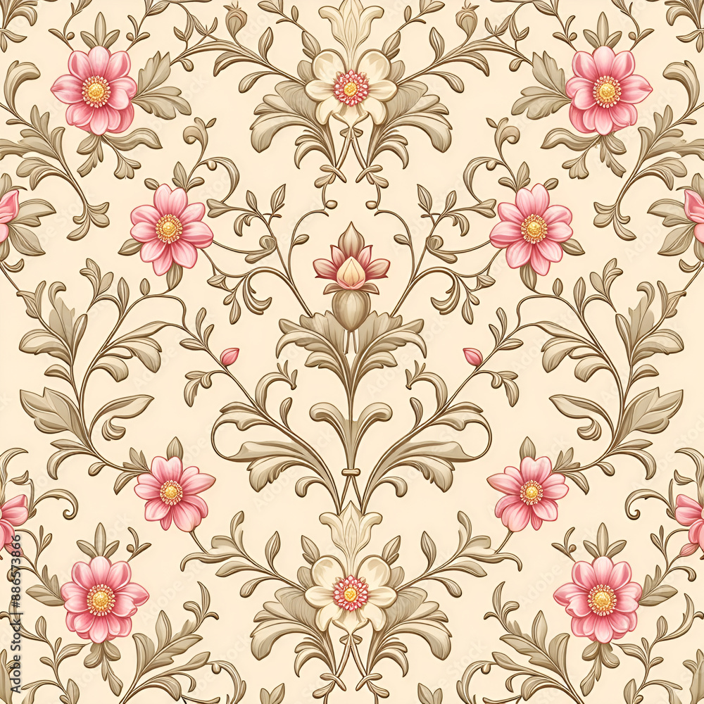 Fototapeta premium seamless pattern with flowers 