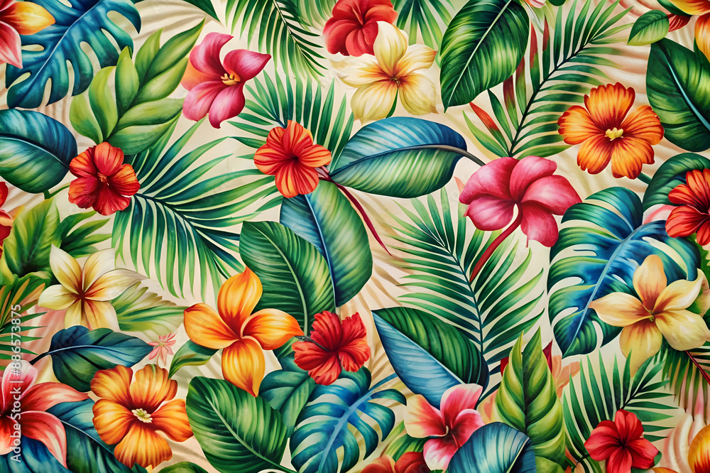 Tropical, geometric stained pattern fabric Tropical, geometric stained pattern fabric
