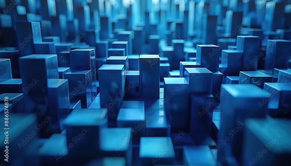 Obraz premium Abstract vertical animation, blue geometric background design