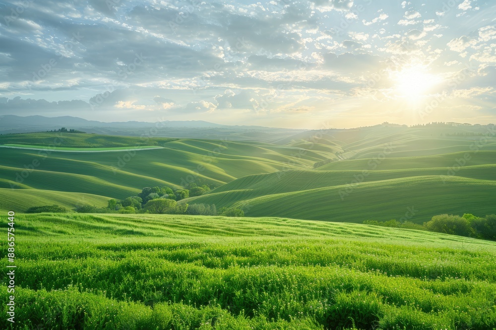 Rolling Green Hills at Sunset in Tuscany Rolling Green Hills at Sunset in Tuscany