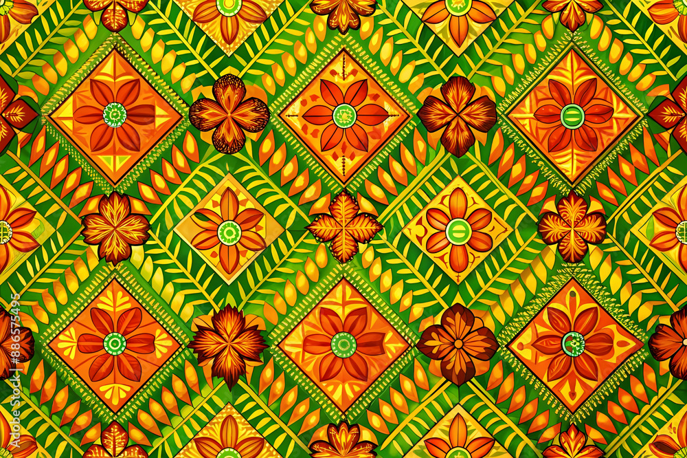 Tropical, geometric stained pattern fabric Tropical, geometric stained pattern fabric