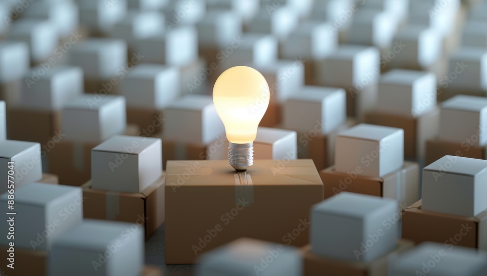 Fototapeta premium A light bulb glowing brightly with colorful lights inside, surrounded in the style of doodles of business figures