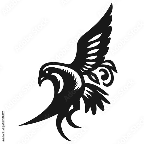 simple black bird tattoo design