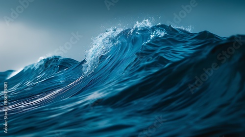 Wallpaper Mural A sleek, simple image of a stormy wave in deep blue, featuring bold, vibrant highlights Torontodigital.ca