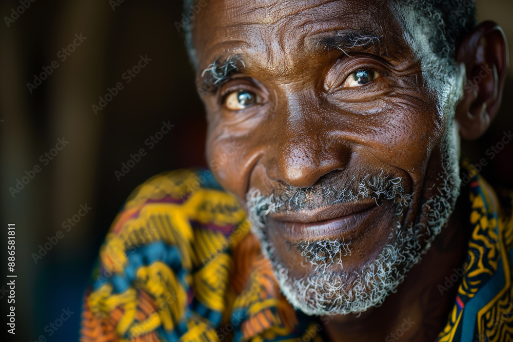 Close-up portrait of a senior man of African descent, studio photo, against a sleek gray studio backdrop Close-up portrait of a senior man of African descent, studio photo, against a sleek gray studio backdrop