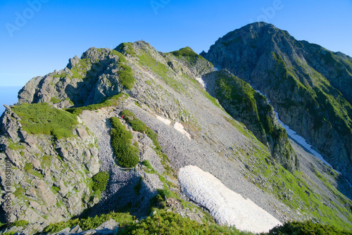 別山尾根から望む剱岳