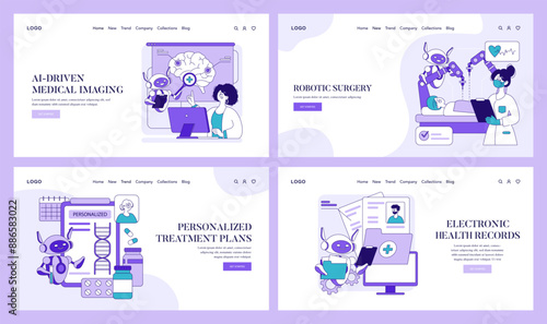 AI In Medicine. Flat Vector Illustration