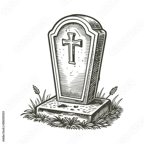 vintage grave engraving hand drawn illustration vector