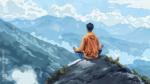 Wallpaper Mural Man Meditating on Mountaintop Torontodigital.ca