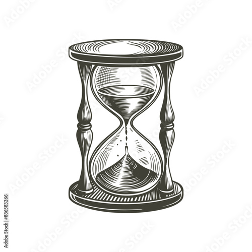 vintage hourglass engraving hand drawn illustration vector