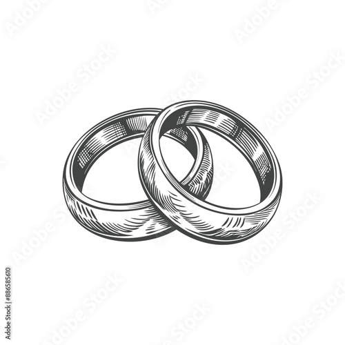 weeding rings vintage engraving hand drawn illustration vector