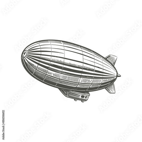 zeppelin vintage engraving hand drawn illustration vector