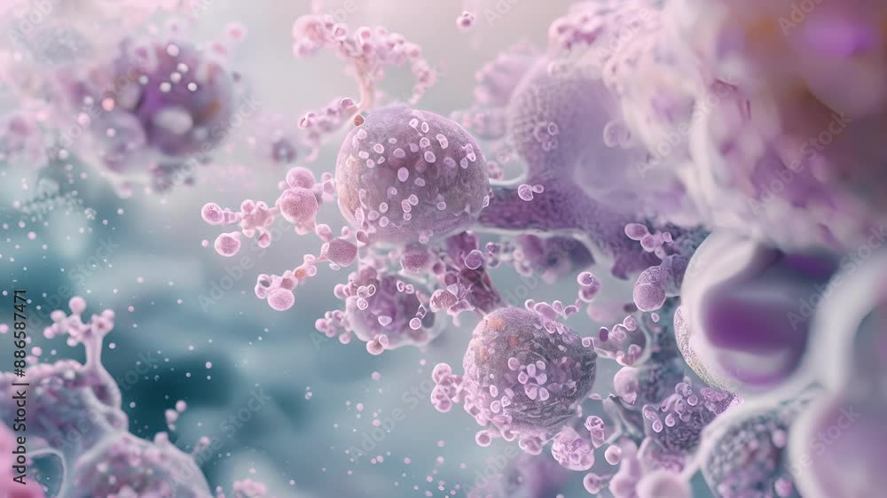 A microscopic view of a tissue sample showing an abundance of macrophages carrying out their key role in phagocytosis keeping the body protected from harmful invaders. A microscopic view of a tissue sample showing an abundance of macrophages carrying out their key role in phagocytosis keeping the body protected from harmful invaders.