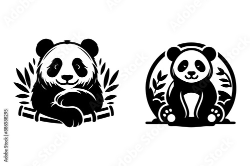 Panda silhouette style vector illustration art isolated on transparent background - Generative AI