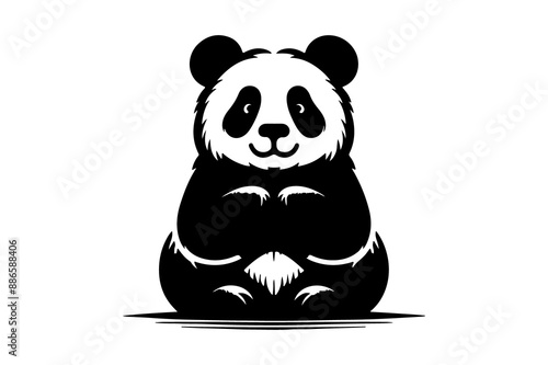 Panda silhouette style vector illustration art isolated on transparent background - Generative AI