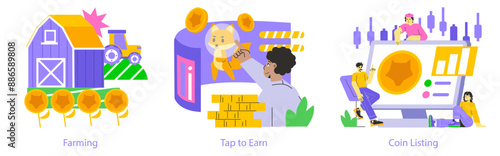 GameFi. Flat Vector Illustration