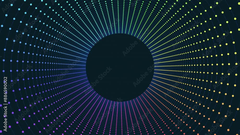 A vibrant abstract design featuring a central circular shape surrounded by colorful lines in blue, green, and purple, set against a dark backdrop A vibrant abstract design featuring a central circular shape surrounded by colorful lines in blue, green, and purple, set against a dark backdrop