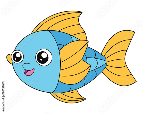 Cute Angelfish Vector Illustration - Cartoons, Clipart, and Line Art Design for Microstock, Adorable angelfish vector illustration, perfect for cartoons, clipart, and line art designs.