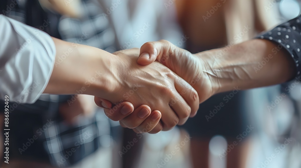 Successful Business Handshake Between Collaborating Partners Celebrating Achievement Successful Business Handshake Between Collaborating Partners Celebrating Achievement