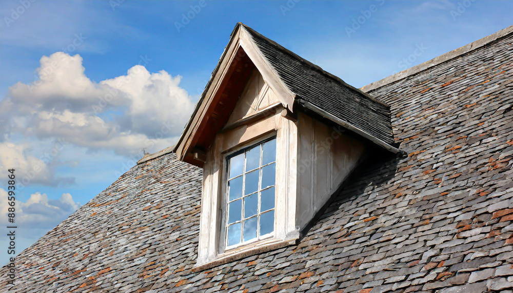 window on the with slates covered roof window on the with slates covered roof