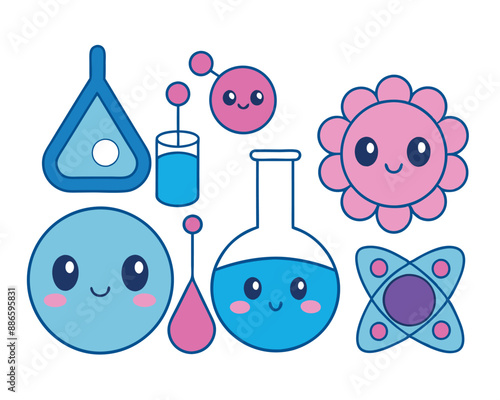 Science Icons Vector Illustration - Cartoons, Clipart, and Line Art Design for Microstock,