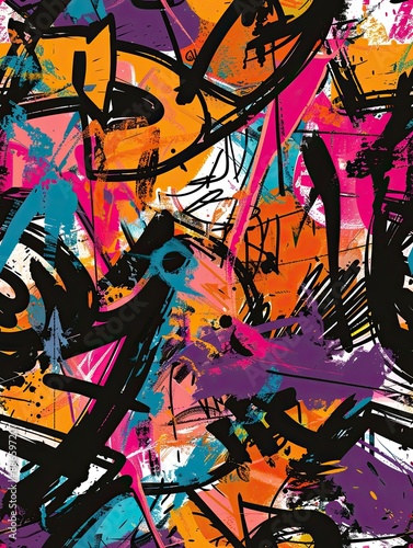 Seamless pattern with urban graffiti elements, using soft pastel colors and edgy, street-inspired designs.1