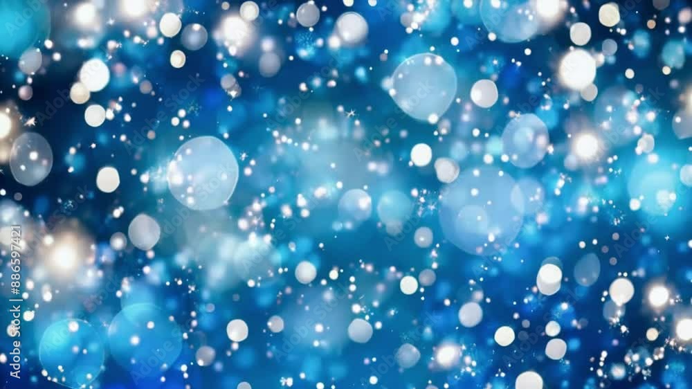 Blue Bokeh Background With Sparkling Lights And Snowflakes Blue Bokeh Background With Sparkling Lights And Snowflakes