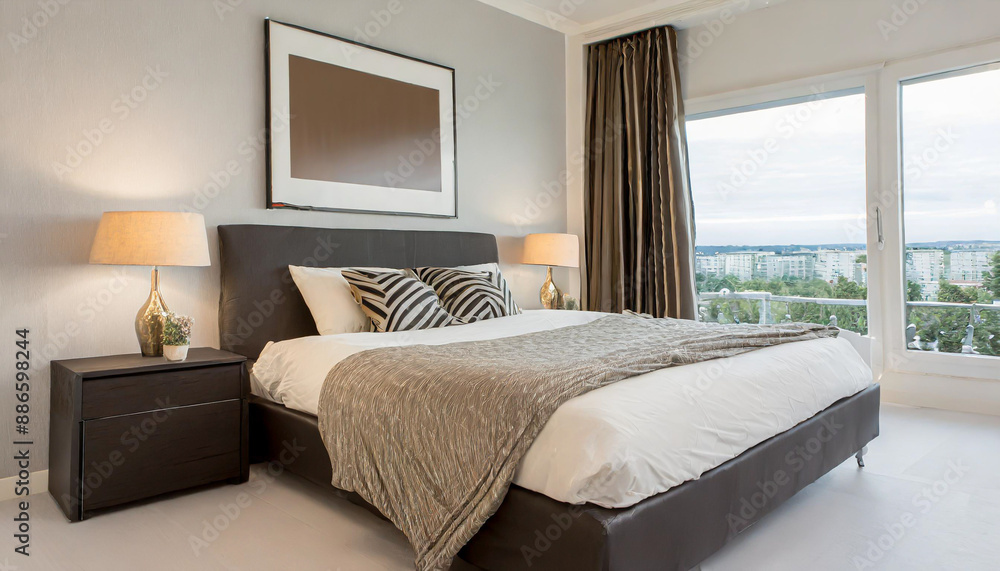 White bedroom interior.Earth tones design.3d rendering White bedroom interior.Earth tones design.3d rendering